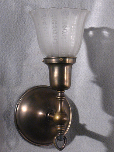 Pair of Sconces with Etched Electric Shades